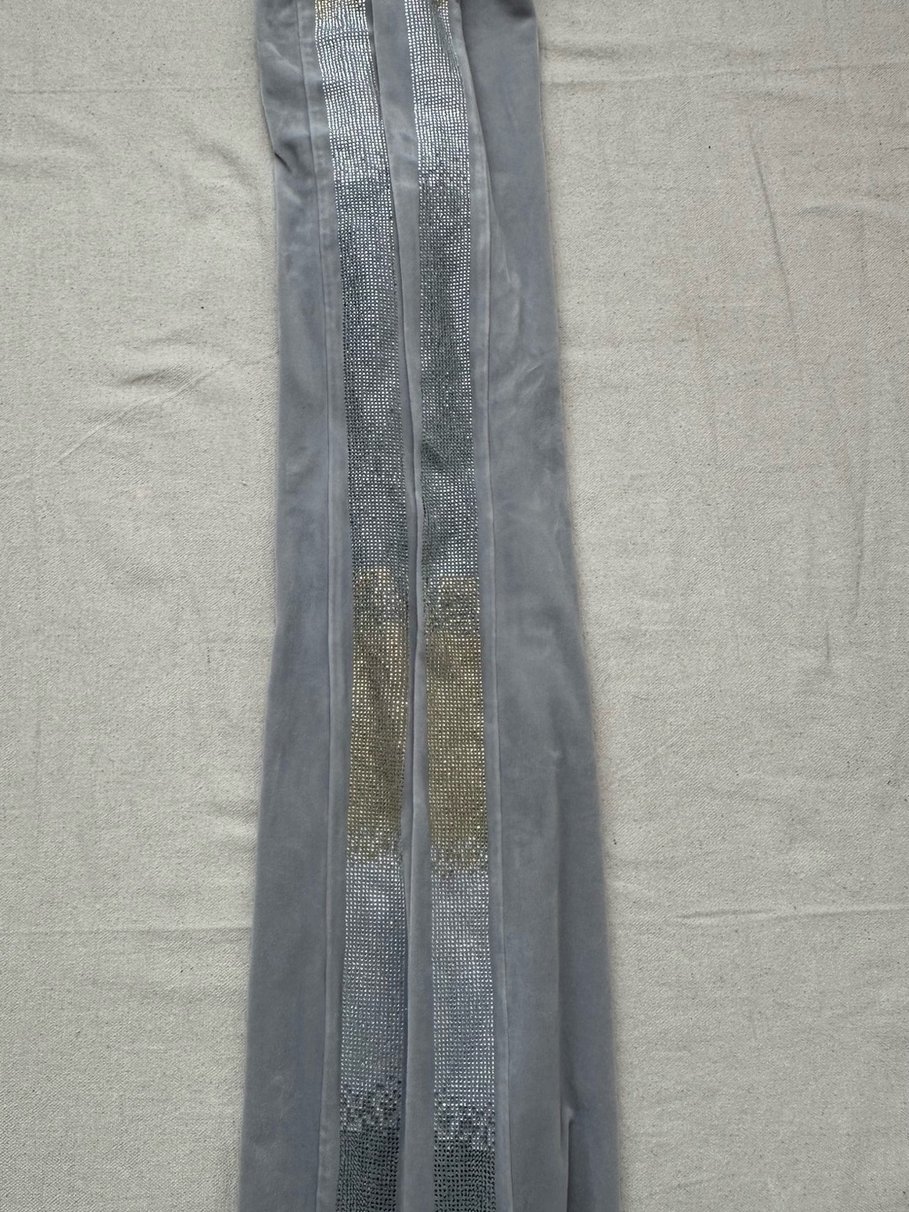 Juicy Couture 25th Anniversary Silver Ice Velvet Rhinestone Track Pants Flare XS - Picture 8 of 10